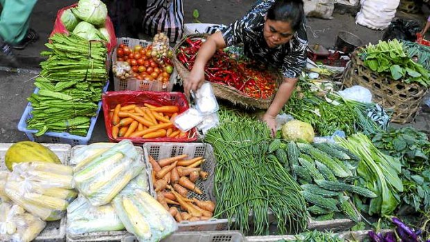 Fresh approach ... produce at the Ubud market.