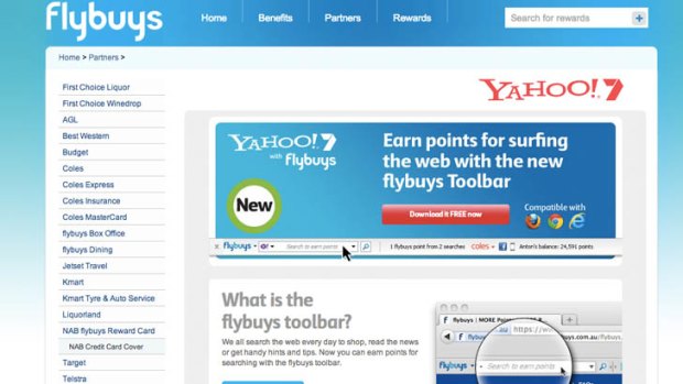 The Flybuys toolbar.