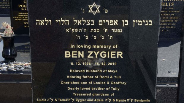 Zygier's final resting place at the Chevra Kadihsa Jewish Cemetery in Melbourne.