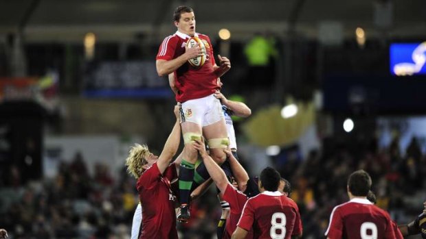 Ian Evans in action for the British and Irish Lions against the Brumbies last year.