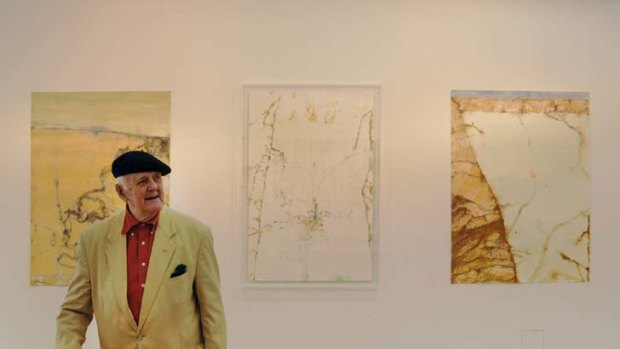 Mutual admiration &#8230; John Olsen at the opening of his Lake Eyre exhibition.