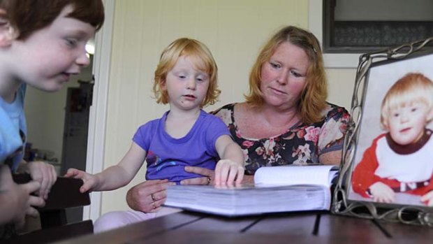 ''He would not have understood what they were trying to ascertain'' ... Sonia Ford, with her children Hamish, 4, and Lillian, 2, and a portrait of the young Geoff. Below, the adult Geoff Chesworth.