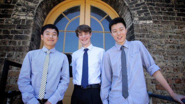 Top HSC Students Taeyoung Son from Killara High School, Jonathan Andrew Hopkins from Sydney Technical High School and Terry Shang from Sydney Grammar.