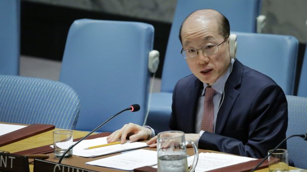 China's UN Ambassador Liu Jieyi speaks during the United Nations Security Council meeting in July.