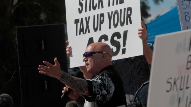 Angry Anderson at the No Carbon Tax rally in March.