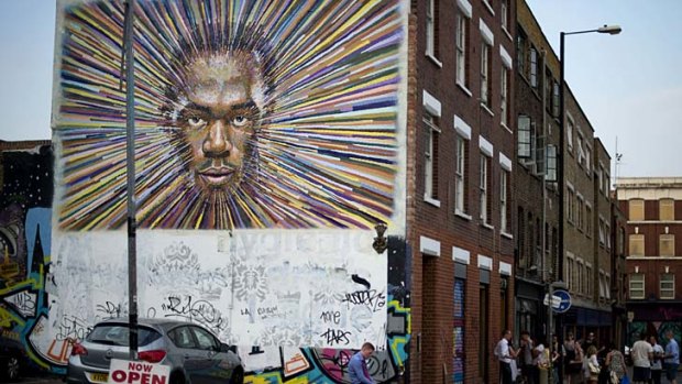 Striking ... Jamie Cochran received permission before creating his depiction of Jamaican sprinter Usain Bolt.