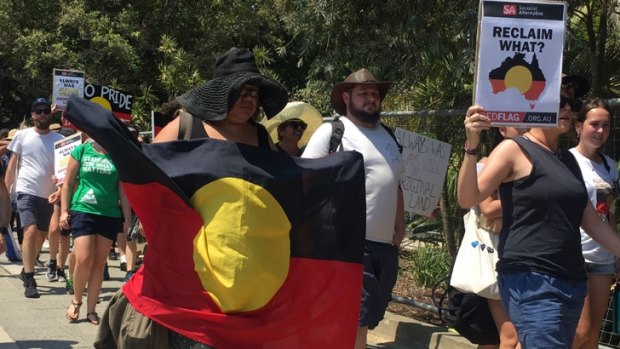 About 300 people attended the 'Invasion Day' rally.