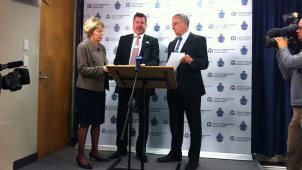 Consumer Affairs commissioner Anne Driscoll, Detective Senior Sergeant Dom Blackshaw and real estate agent Kent Murphy