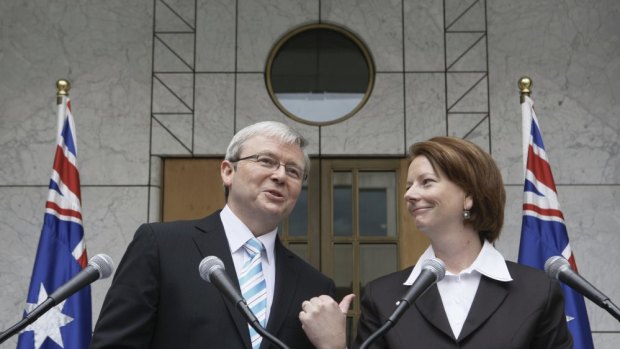 The architects of the "great con" former prime ministers Kevin Rudd and Julia Gillard.