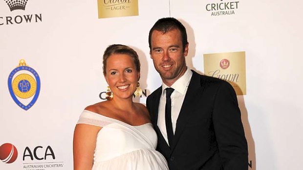 Rob Quiney and girlfriend  Helen Arblaster arrive for the awards ceremony.