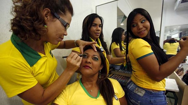 Locals get ready to cheer on Brazil in Recife.