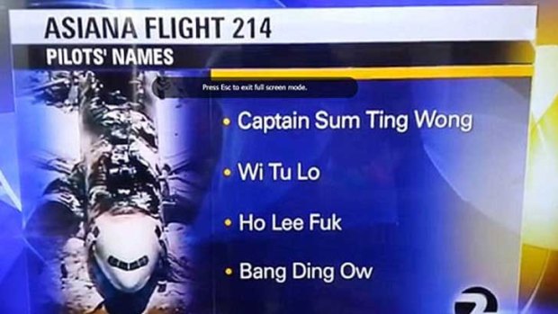 KTVU News read out these names, failing to spot they were a prank.