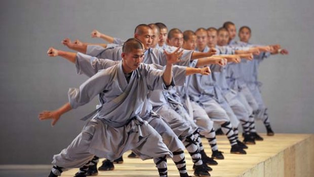 Leaps of faith ... Shaolin monks demonstrate their acrobatic skills in Sutra.