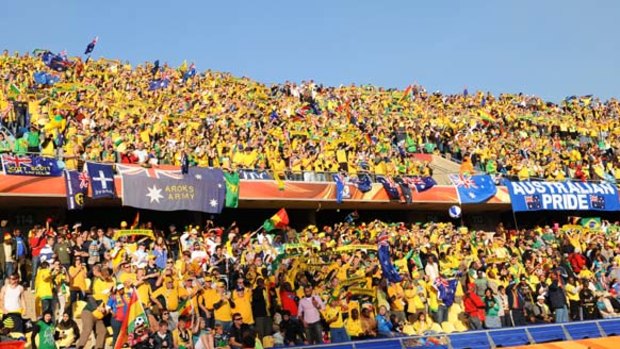 Out in force ... Australia fans turned the Royal Bafokeng stadium yellow.