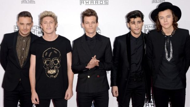 One Direction's Liam Payne, Niall Horan, Louis Tomlinson, Zayn Malik, and Harry Styles at the 2014 American Music Awards.