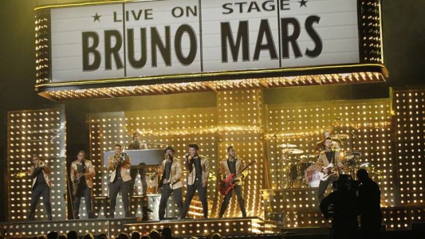 Bruno Mars performs at the 54th annual Grammy Awards in Los Angeles, California, February 12, 2012.