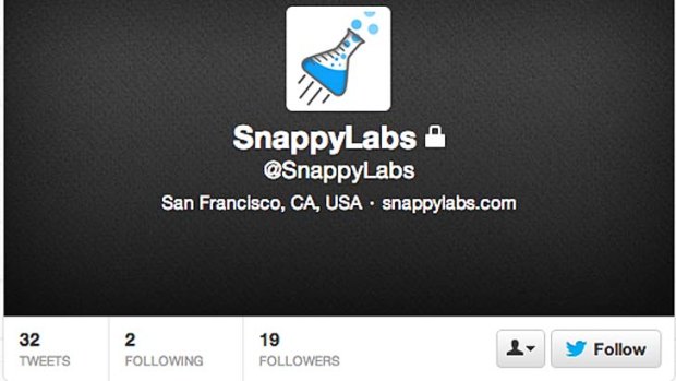 The locked Snappy Labs Twitter account.