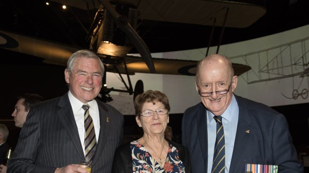 Ken Doolan, left, with his wife Elaine and former National Party leader Tim Fischer.
