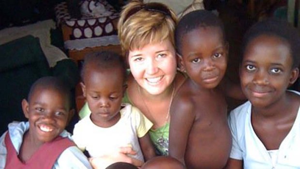 Kate von Doore with a group of Ugandan orphans.