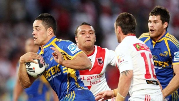 Finals tormentor ... Jarryd Hayne from the eighth-placed Eels plays an inspired game to topple the 2009 minor premiers, St George Illawarra.