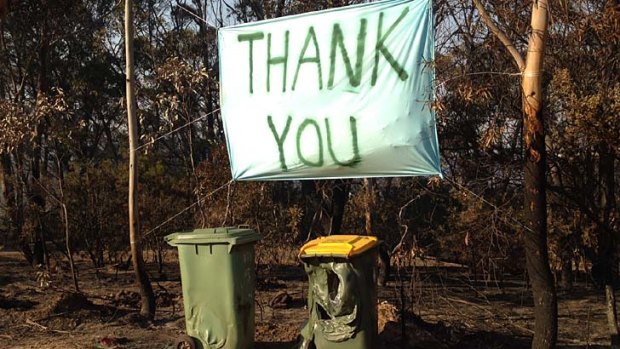 A 'thank you' sign along Bells Line of Road in Dargan.