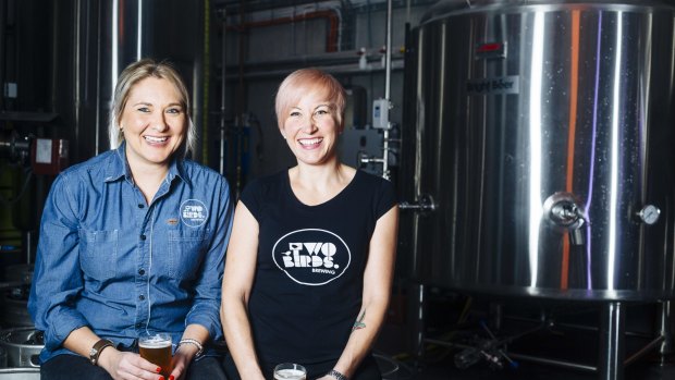 Danielle Allen, left and Jayne Lewis from Two Birds Brewing. 