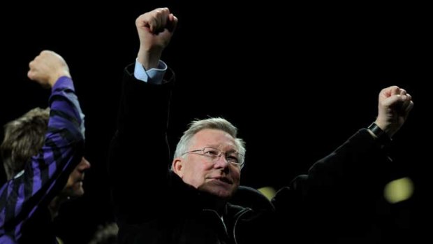 High stakes ... Manchester United manager Sir Alex Ferguson celebrates his side’s semi-final win.
