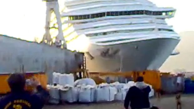 More trouble ... The Costa Concordia was reportedly  filmed hitting a port in 2008.