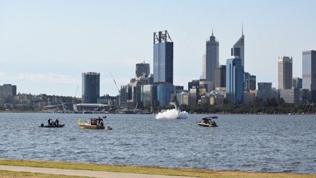 A witness captures the plane nosediving into the Swan river.