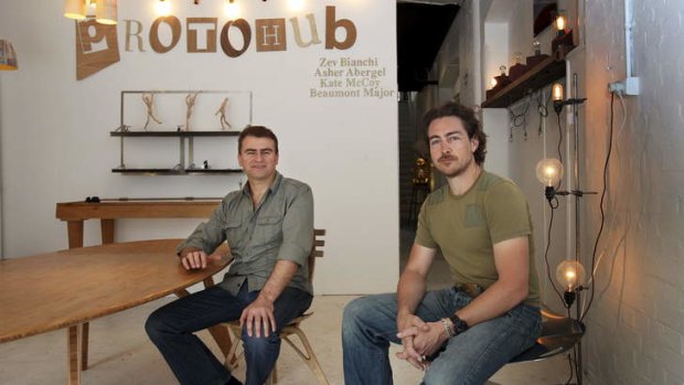 Recent Tafe Enmore Design Centre student Paulo Szostak, left, and Zev Bianchi, co-ordinator of Protohub in Sydney.