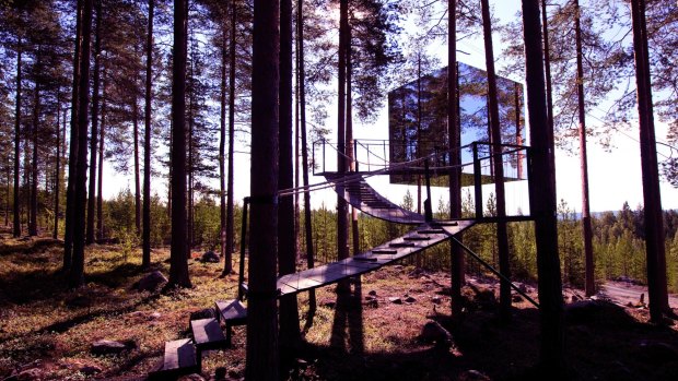 Go natural: The Mirror-Cube atTreehotel in Harads, Sweden.