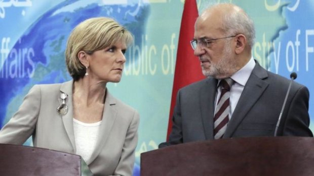Australian Foreign Minister Julie Bishop, left, and her Iraqi counterpart Ibrahim al-Jaafari.