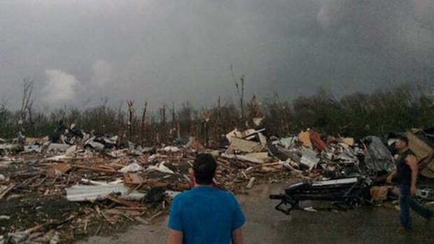 Carnage: tornado damage in Mayflower, Arkansas.