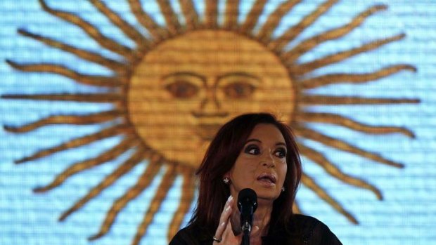 Argentinian President Cristina Kirchner gives an emotional speech at a Buenos Aires hotel after her landslide re-election.
