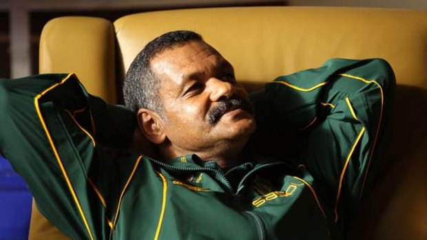Springboks coach Peter De Villiers relaxes prior to the South African team announcement in Wellington last week.