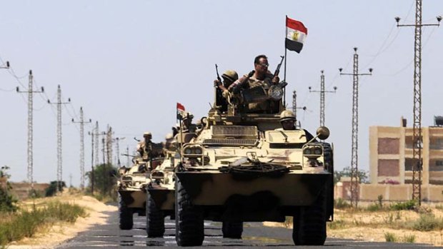Clashes: Egyptian soldiers deployed in the area between Egypt and the Gaza Strip.
