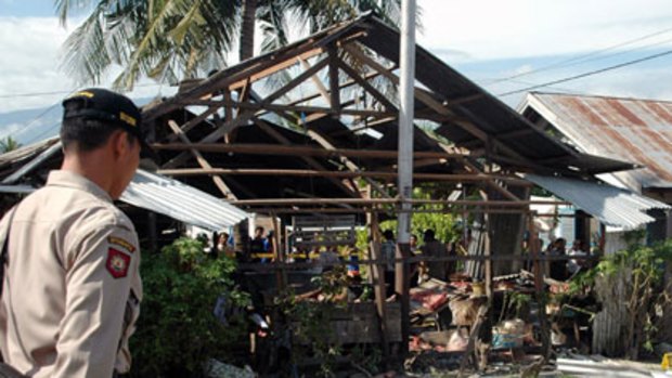 Signs of intolerance ... the scene of a bomb blast in a crowded Christian market in Palu in 2005. Now the violence is much closer to Jakarta.