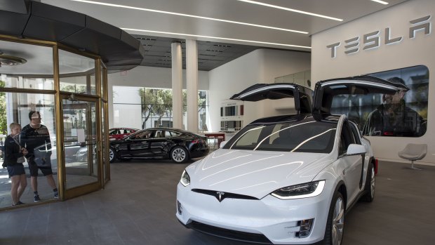 Tesla's flagship showroom in San Francisco.