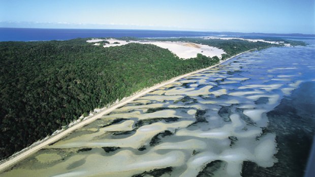 Shifting sands ... Moreton Island's coastline.