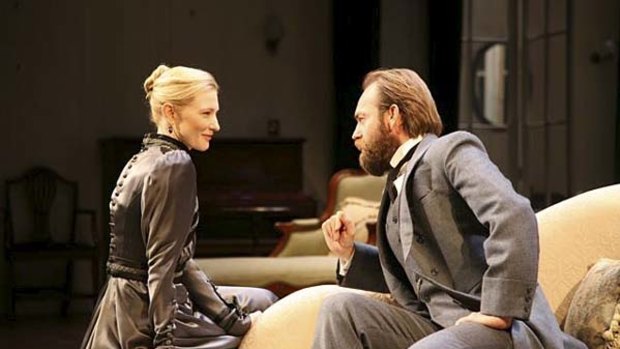Cate Blanchett performed in the STC production to much acclaim in 2004. Above: on tour in New York with Hugo Weaving.
