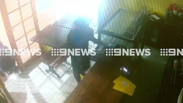 Security footage of the alleged robbery at a Roleystone bakery 