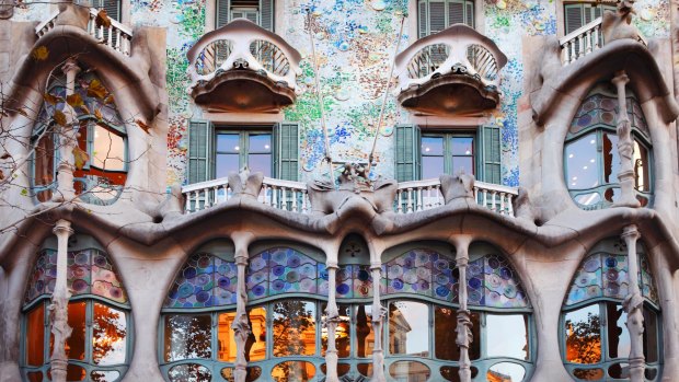 Detail from Casa Batlló, another Gaudí masterpiece in the city centre.
