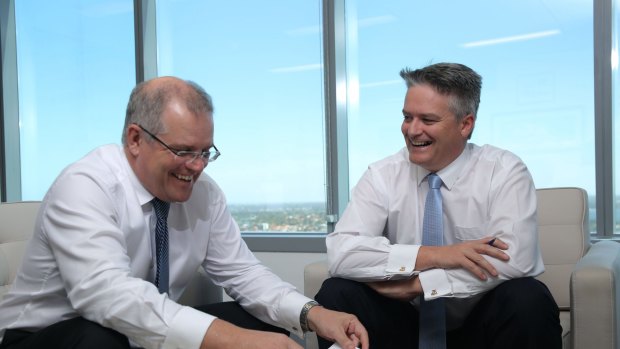 Treasurer Scott Morrison and Finance Minister Mathias Cormann in Perth.