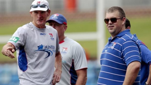 On borrowed time: Knights owner Nathan Tinkler with his star recruit, coach Wayne Bennett.