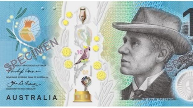 The Banjo Patterson side of the new $10 note.