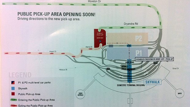 A map of the planned new pick-up area at Brisbane Domestic Airport.
