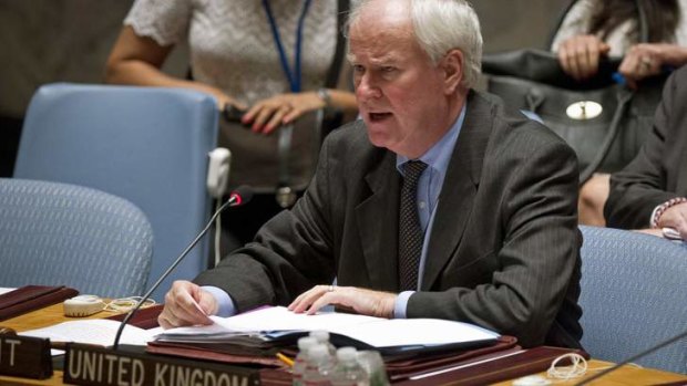Britain's Ambassador to the U.N. Mark Justin Lyall Grant reads a statement following a United Nations Security Council vote on a resolution about the ongoing crisis in Iraq.