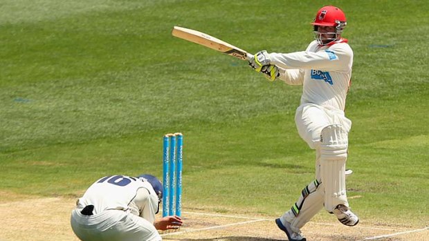Leggin' it: Phillip Hughes has become a much better player on the leg side.