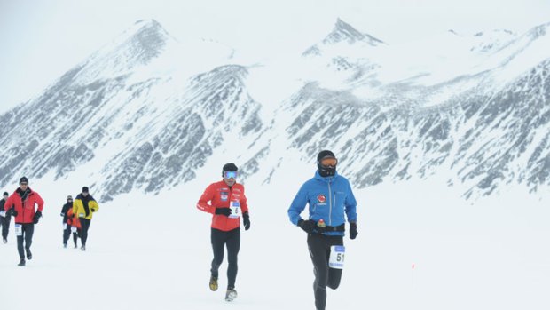 Tristan Miller competes in Antarctica in his 51st marathon of 52 in a year in 2010.