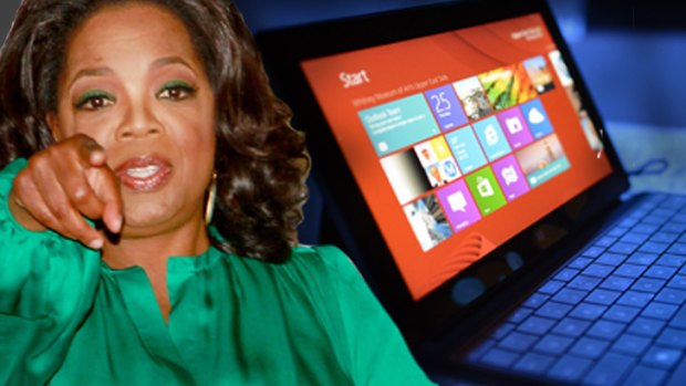All thumbs ... Oprah Winfrey says she is a fan of the Microsoft Surface tablet.